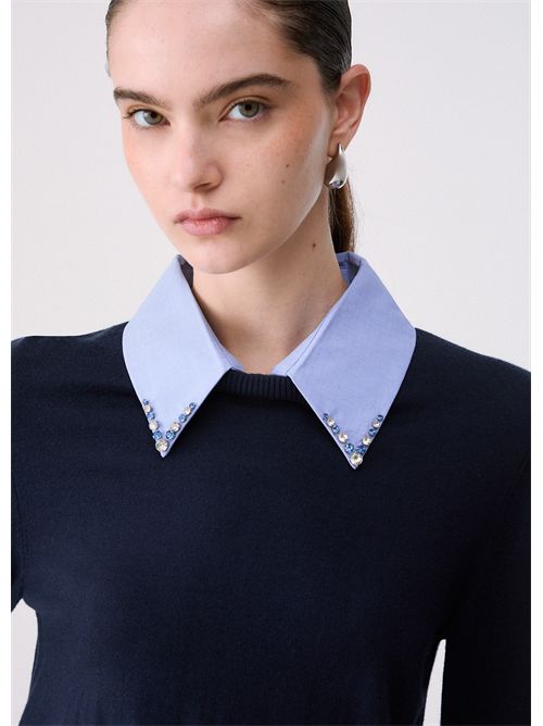 Maglia con dettaglio popeline LIU JO | WF6452MA16R/L9446